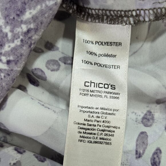 Chico's Purple White Circle Geometric Button-Up Shirt Office Artsy - Picture 8 of 9